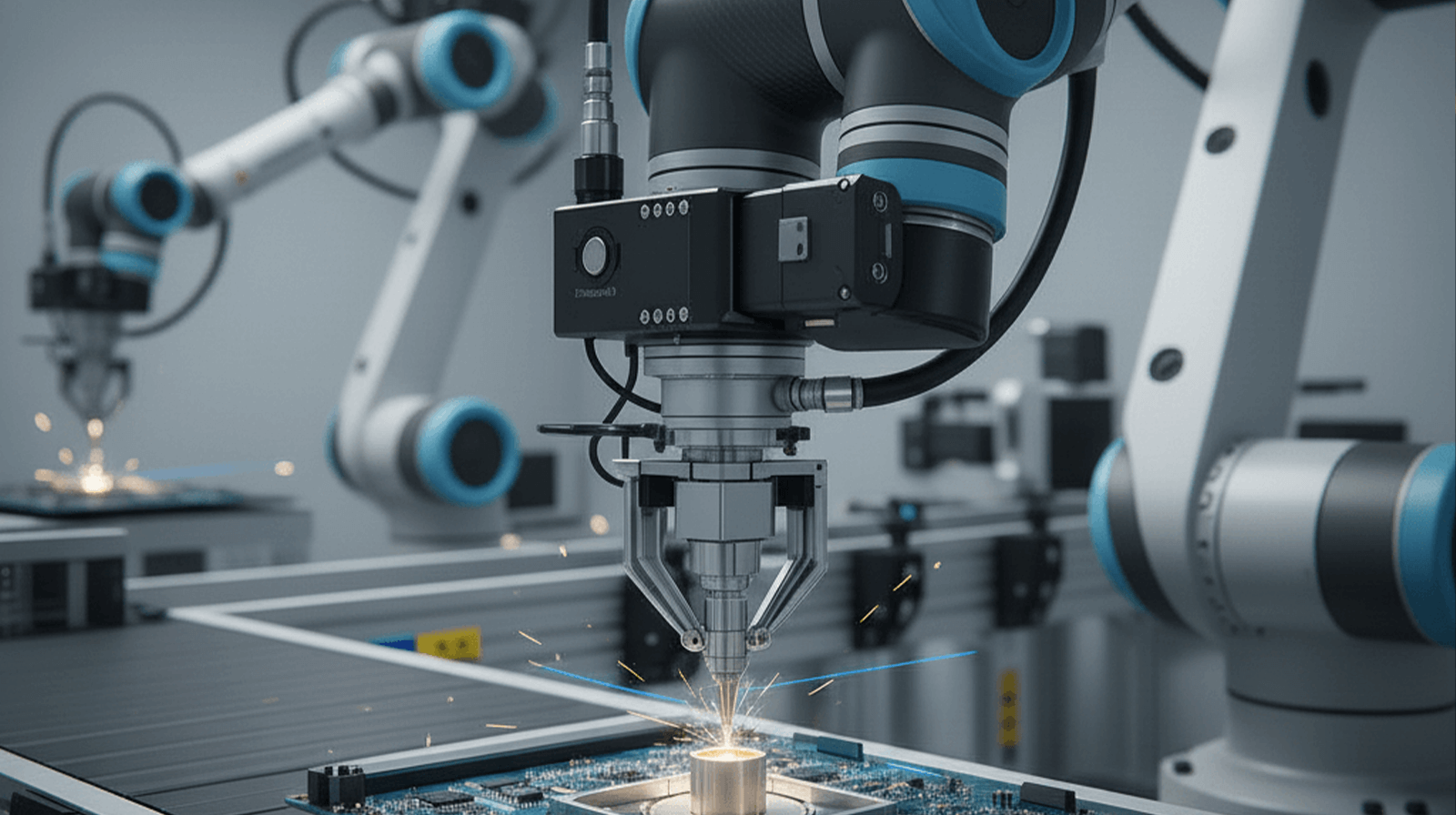 ربات صنعتی در حال انجام عملیات دقیق